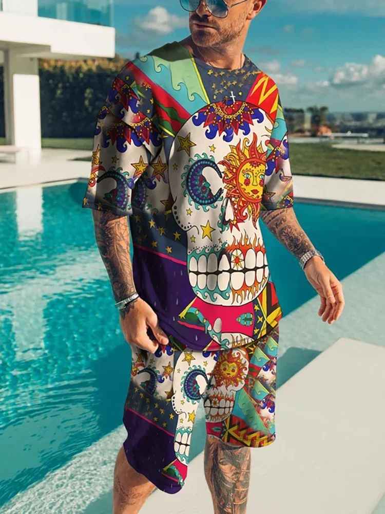 Summer Tracksuit 2 Piece Outfit Male 3D Color