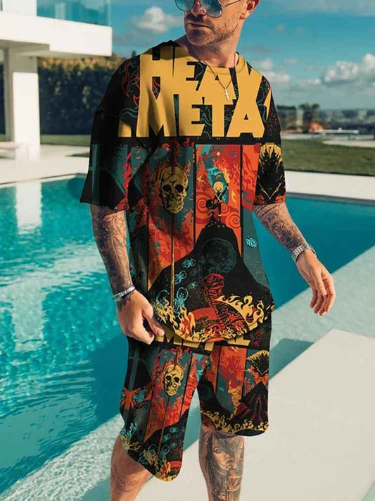 Summer Tracksuit 2 Piece Outfit Male 3D Color