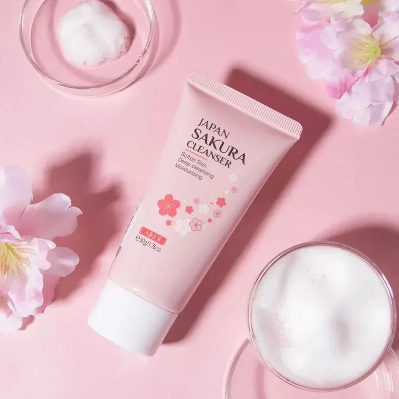 LAIKOU Sakura Cleanser Gentle Deep Cleaning Oil Control Moisturizing Shrink Pores Face Skin Care 50g