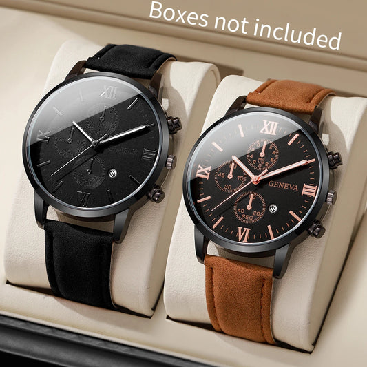 Watch Fashionable Men's Temperament Leather Quartz Watch